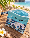 Lalique Ocean Wave pouch with open zip showing the interior