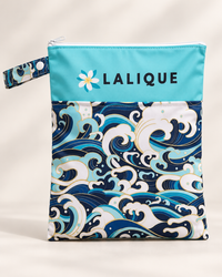 Front view of Lalique Ocean Wave zip pouch